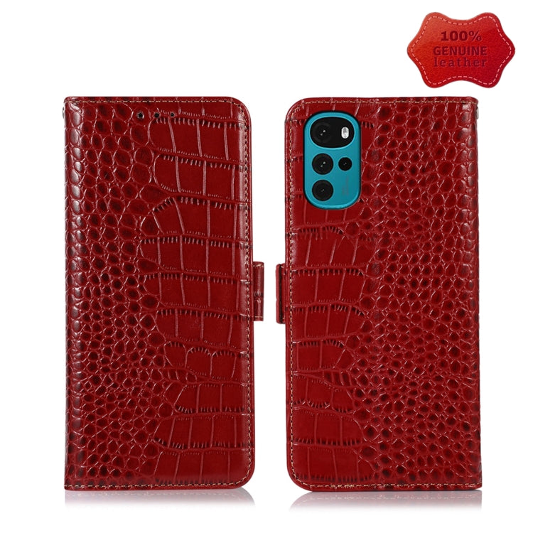 For Motorola Moto G22 Crocodile Top Layer Cowhide Leather Phone Case(Red) - Motorola Cases by buy2fix | Online Shopping UK | buy2fix