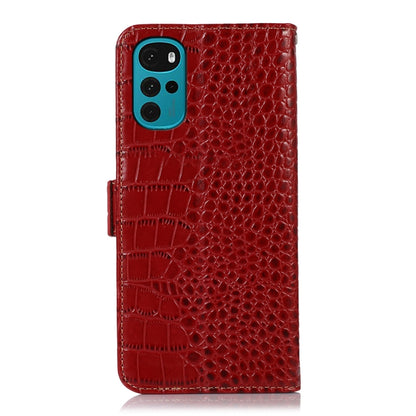For Motorola Moto G22 Crocodile Top Layer Cowhide Leather Phone Case(Red) - Motorola Cases by buy2fix | Online Shopping UK | buy2fix