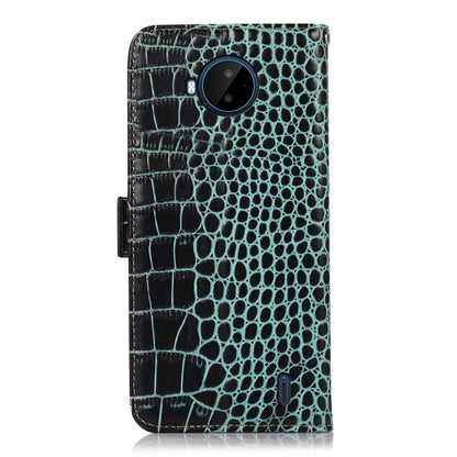 For Nokia C20 Plus Crocodile Top Layer Cowhide Leather Phone Case(Green) - Nokia Cases by buy2fix | Online Shopping UK | buy2fix