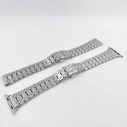 Oak Three Strains Metal Watch Band For Apple Watch Series 9&8&7 41mm / SE 3&SE 2&6&SE&5&4 40mm / 3&2&1 38mm by buy2fix