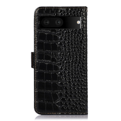 For Google Pixel 7 5G Crocodile Top Layer Cowhide Leather Phone Case(Black) - Google Cases by buy2fix | Online Shopping UK | buy2fix