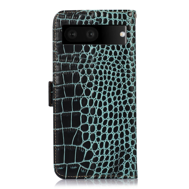 For Google Pixel 7 5G Crocodile Top Layer Cowhide Leather Phone Case(Green) - Google Cases by buy2fix | Online Shopping UK | buy2fix
