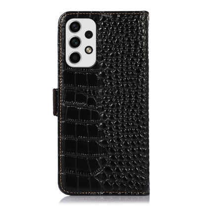 For Samsung Galaxy A53 5G Crocodile Top Layer Cowhide Leather Phone Case(Black) - Galaxy Phone Cases by buy2fix | Online Shopping UK | buy2fix