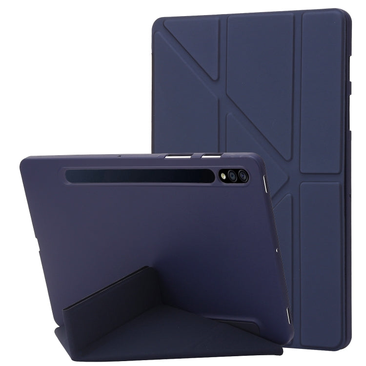 For Samsung Galaxy Tab S8 / S7 Deformation Silicone Leather Tablet Case(Dark Blue) by buy2fix