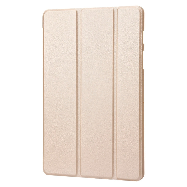 For Samsung Galaxy Tab S8 / S7 3-Fold Holder Silicone Leather Tablet Case(Gold) - Galaxy Tab S8 Cases by buy2fix | Online Shopping UK | buy2fix