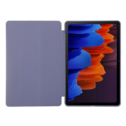 For Samsung Galaxy Tab S8 / S7 3-Fold Holder Silicone Leather Tablet Case(Gold) - Galaxy Tab S8 Cases by buy2fix | Online Shopping UK | buy2fix