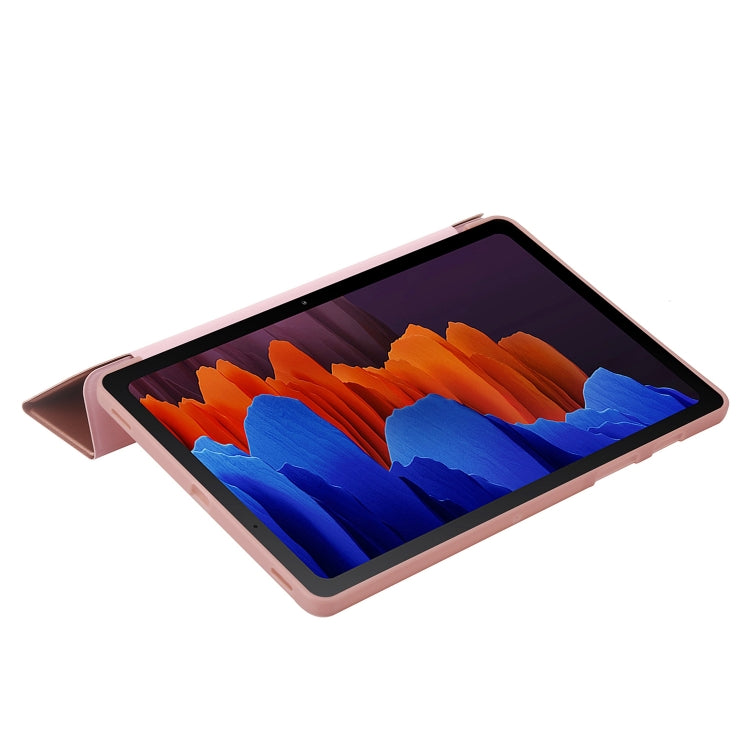 For Samsung Galaxy Tab S8 / S7 3-Fold Holder Silicone Leather Tablet Case(Rose Gold) by buy2fix