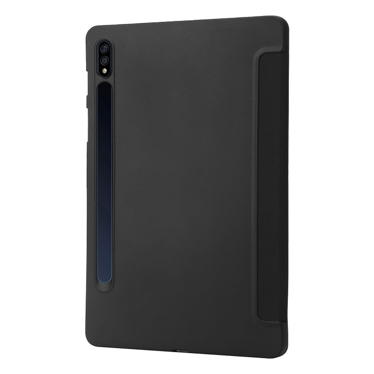 For Samsung Galaxy Tab S8 / S7 3-Fold Holder Silicone Leather Tablet Case(Black) by buy2fix