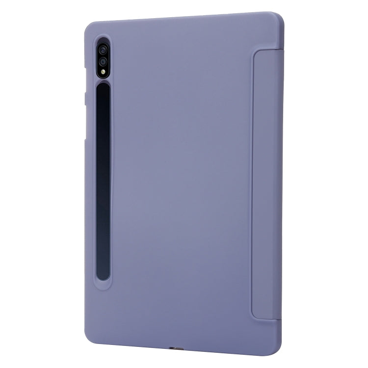 For Samsung Galaxy Tab S8 / S7 3-Fold Holder Silicone Leather Tablet Case(Purple) by buy2fix