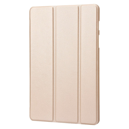 For Samsung Galaxy Tab S8+ / S7+ 3-Fold Holder Silicone Leather Tablet Case(Gold) - Galaxy Tab S8+ Cases by buy2fix | Online Shopping UK | buy2fix