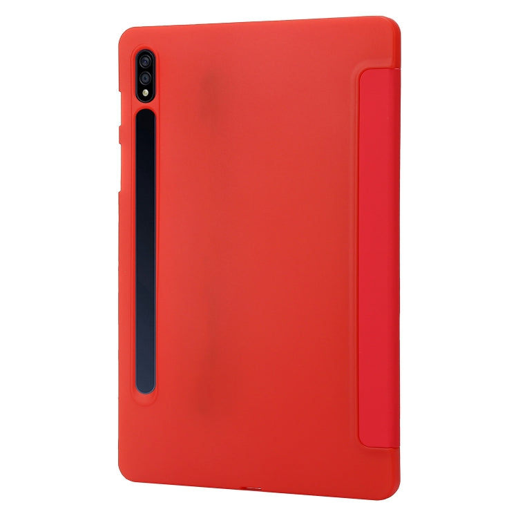 For Samsung Galaxy Tab S8+ / S7+ 3-Fold Holder Silicone Leather Tablet Case(Red) by buy2fix