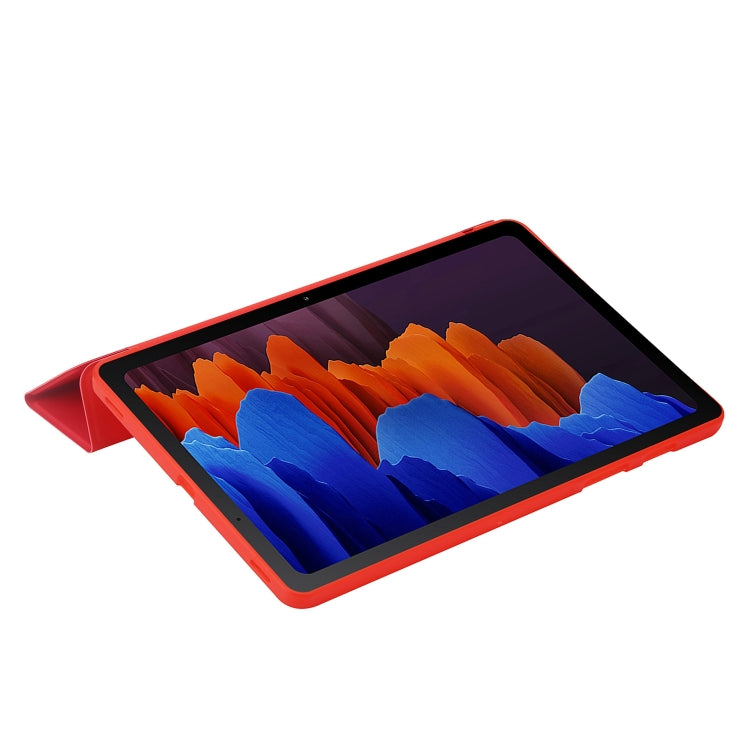 For Samsung Galaxy Tab S8+ / S7+ 3-Fold Holder Silicone Leather Tablet Case(Red) by buy2fix