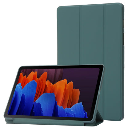For Samsung Galaxy Tab S8+ / S7+ 3-Fold Holder Silicone Leather Tablet Case(Dark Green) by buy2fix