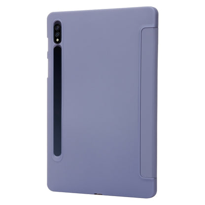 For Samsung Galaxy Tab S8+ / S7+ 3-Fold Holder Silicone Leather Tablet Case(Purple) by buy2fix