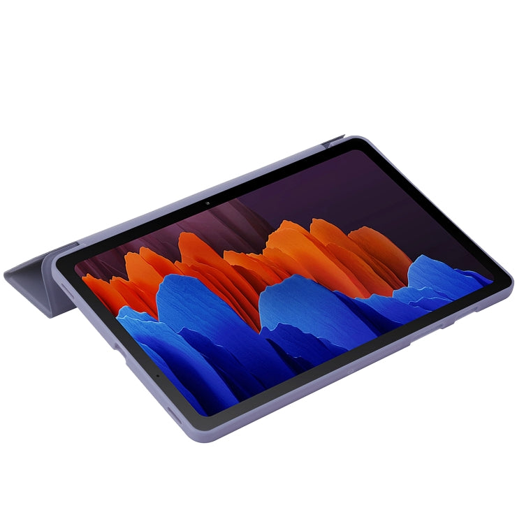 For Samsung Galaxy Tab S8+ / S7+ 3-Fold Holder Silicone Leather Tablet Case(Purple) by buy2fix