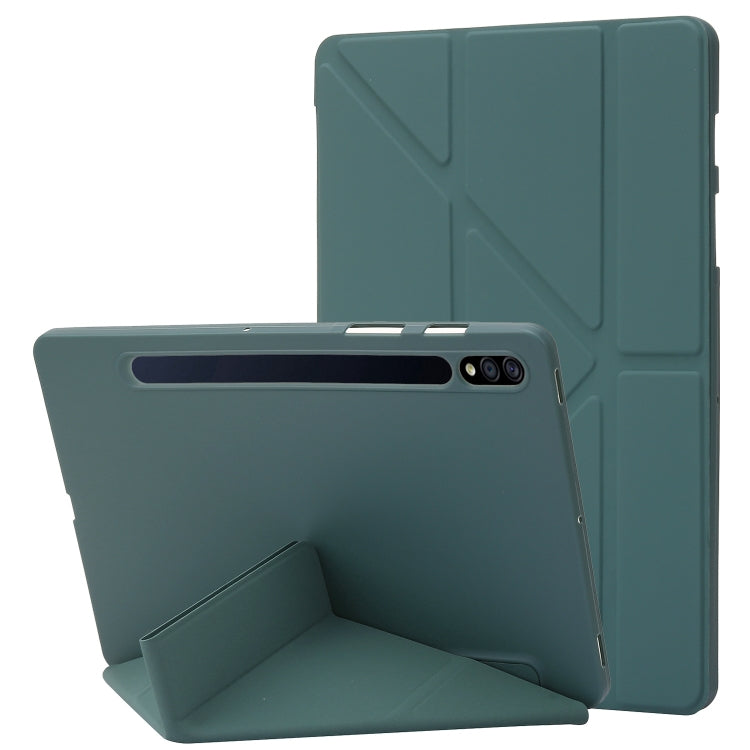 For Samsung Galaxy Tab S8+ / S7+ Deformation Silicone Leather Tablet Case(Dark Green) by buy2fix