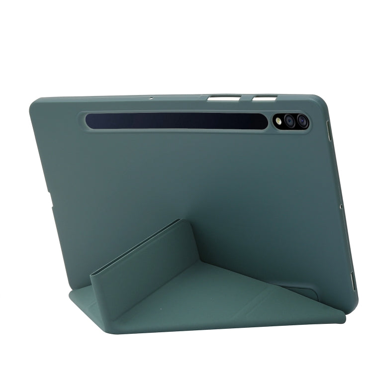 For Samsung Galaxy Tab S8+ / S7+ Deformation Silicone Leather Tablet Case(Dark Green) by buy2fix