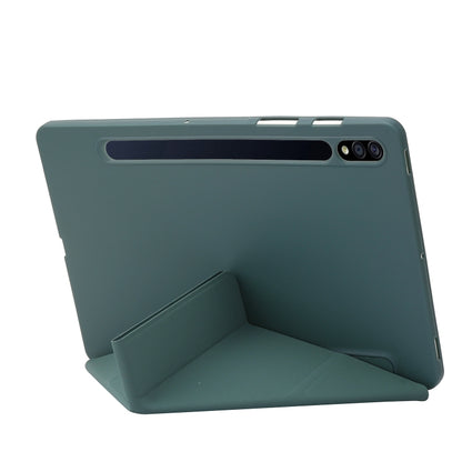 For Samsung Galaxy Tab S8+ / S7+ Deformation Silicone Leather Tablet Case(Dark Green) by buy2fix