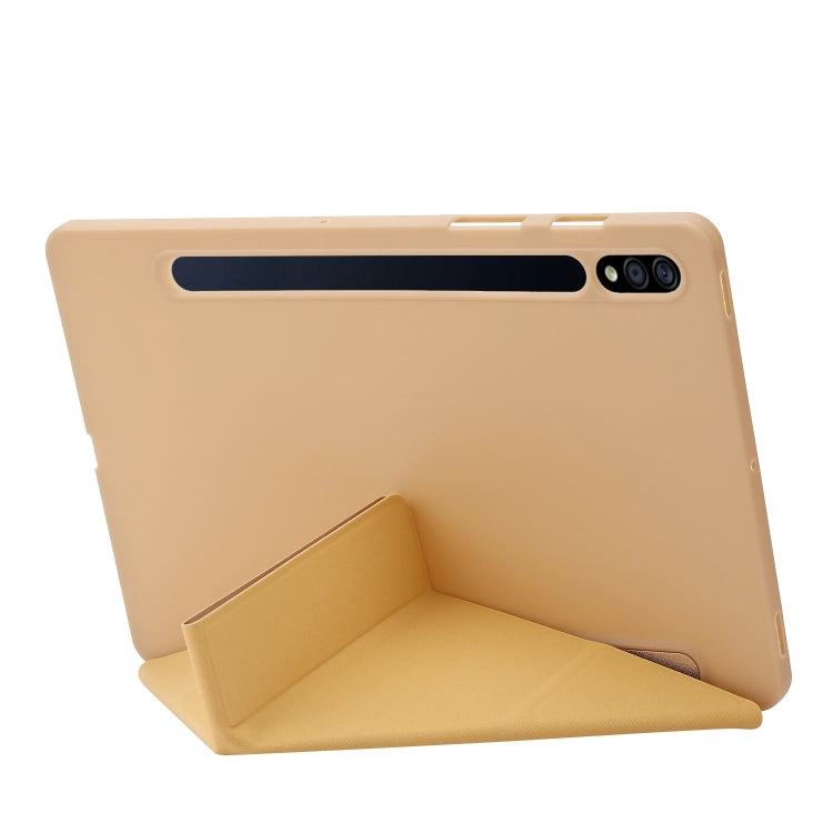 For Samsung Galaxy Tab S8+ / S7+ Deformation Silicone Leather Tablet Case(Gold) by buy2fix