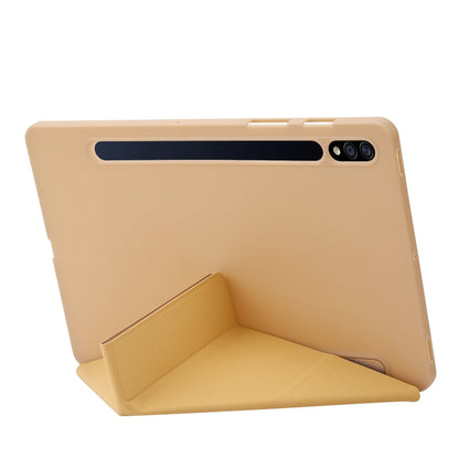 For Samsung Galaxy Tab S8+ / S7+ Deformation Silicone Leather Tablet Case(Gold) by buy2fix