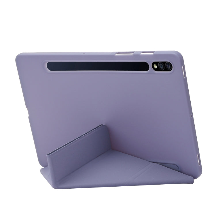 For Samsung Galaxy Tab S8+ / S7+ Deformation Silicone Leather Tablet Case(Purple) by buy2fix