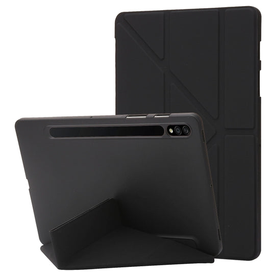 For Samsung Galaxy Tab S8+ / S7+ Deformation Silicone Leather Tablet Case(Black) by buy2fix