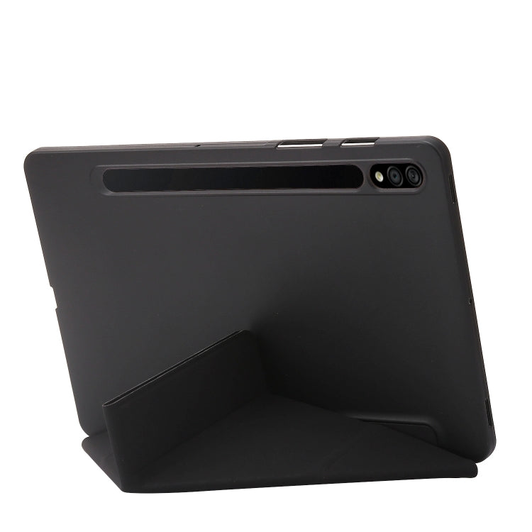 For Samsung Galaxy Tab S8+ / S7+ Deformation Silicone Leather Tablet Case(Black) by buy2fix