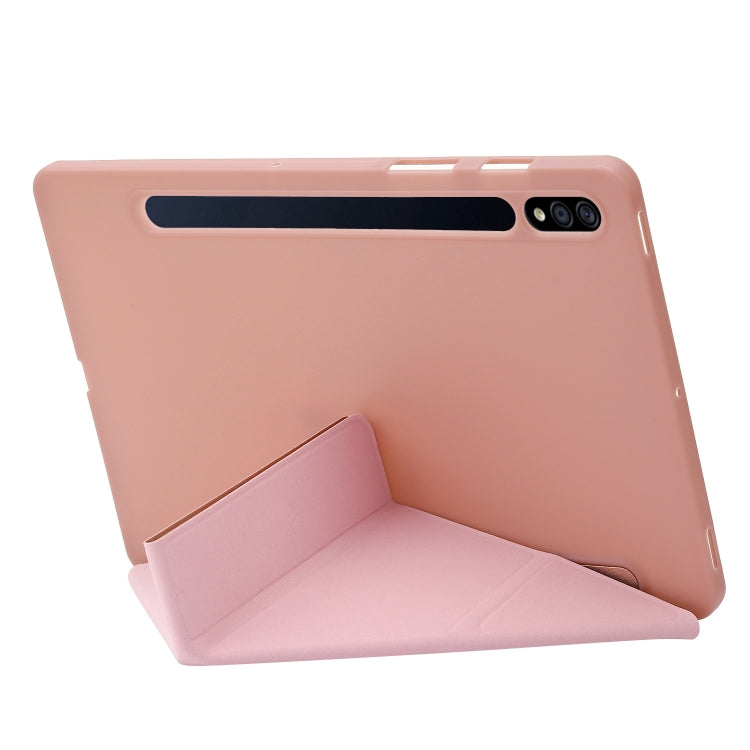 For Samsung Galaxy Tab S8+ / S7+ Deformation Silicone Leather Tablet Case(Rose Gold) by buy2fix