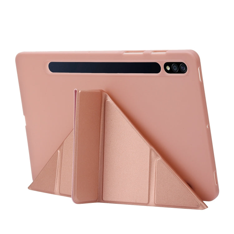 For Samsung Galaxy Tab S8+ / S7+ Deformation Silicone Leather Tablet Case(Rose Gold) by buy2fix
