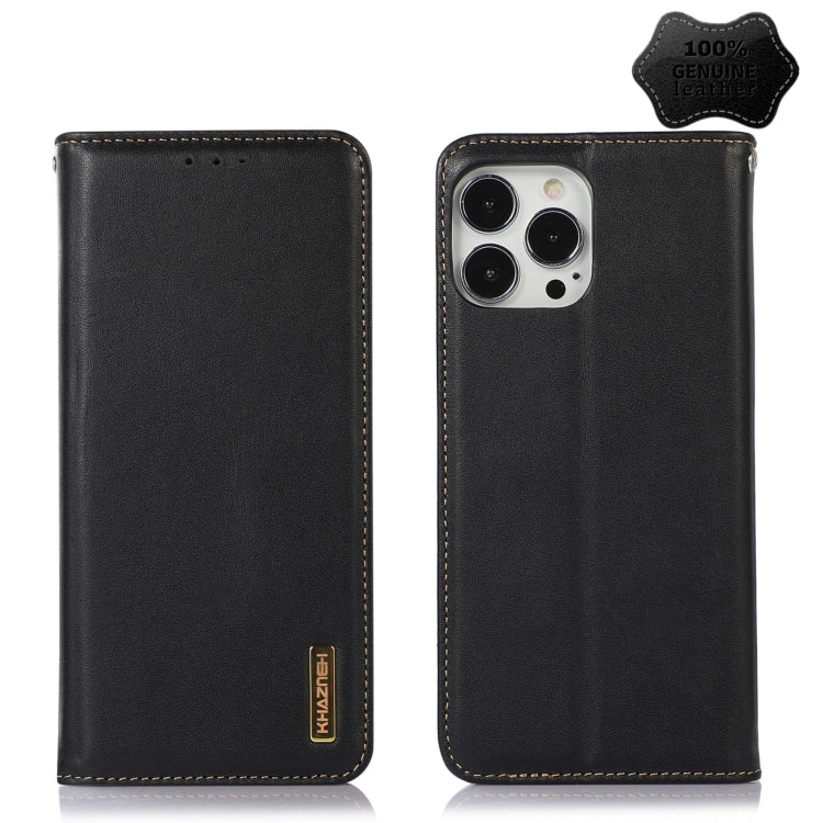 For iPhone 13 Pro KHAZNEH Nappa Top Layer Cowhide Leather Phone Case (Black) - iPhone 13 Pro Cases by buy2fix | Online Shopping UK | buy2fix