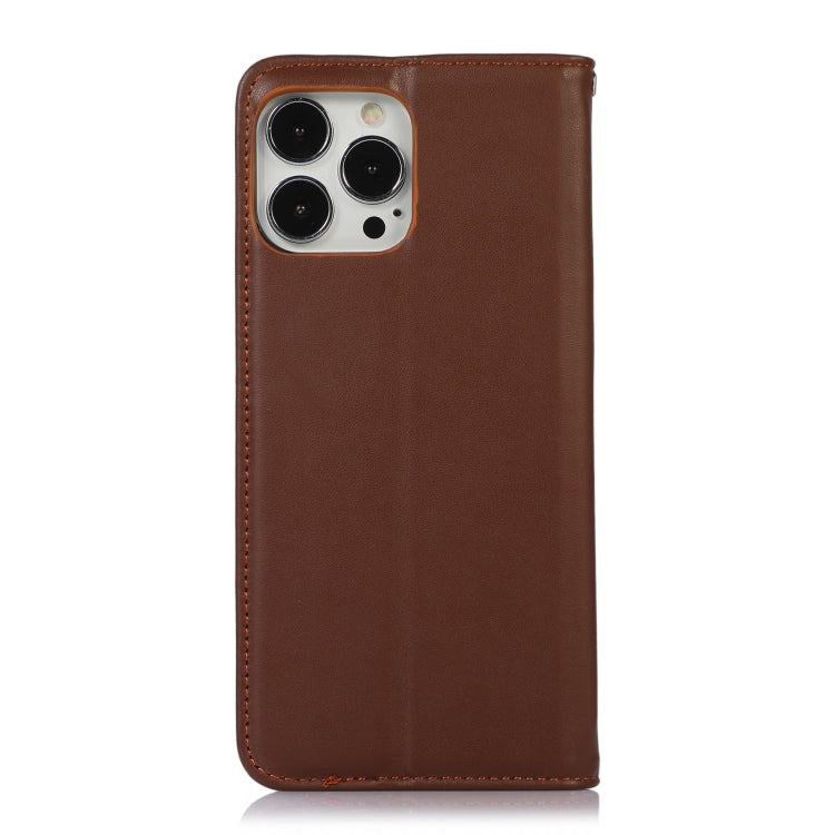For iPhone 13 Pro KHAZNEH Nappa Top Layer Cowhide Leather Phone Case (Brown) - iPhone 13 Pro Cases by buy2fix | Online Shopping UK | buy2fix