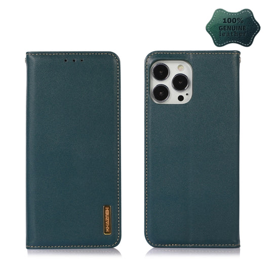 For iPhone 13 Pro Max KHAZNEH Nappa Top Layer Cowhide Leather Phone Case (Green) - iPhone 13 Pro Max Cases by buy2fix | Online Shopping UK | buy2fix