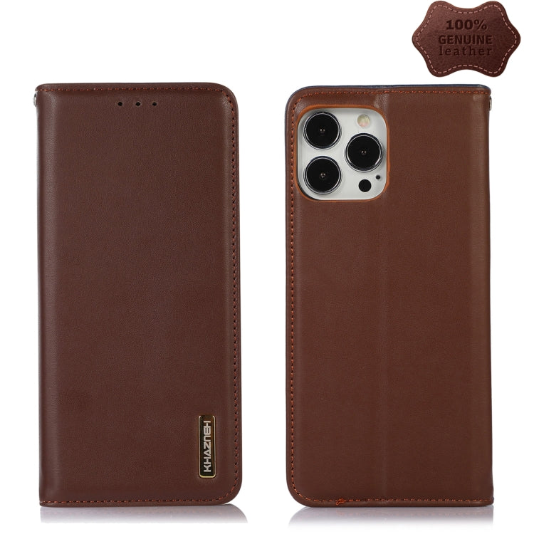 For iPhone 13 Pro Max KHAZNEH Nappa Top Layer Cowhide Leather Phone Case (Brown) - iPhone 13 Pro Max Cases by buy2fix | Online Shopping UK | buy2fix
