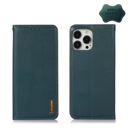 For iPhone 12 Pro Max KHAZNEH Nappa Top Layer Cowhide Leather Phone Case(Green) - iPhone 12 Pro Max Cases by buy2fix | Online Shopping UK | buy2fix