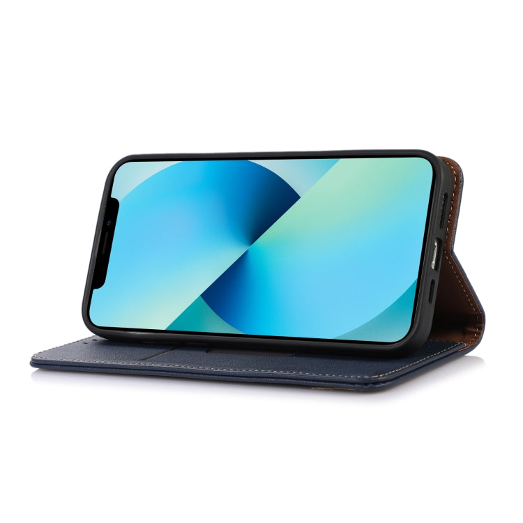 For iPhone 12 Pro Max KHAZNEH Nappa Top Layer Cowhide Leather Phone Case(Blue) - iPhone 12 Pro Max Cases by buy2fix | Online Shopping UK | buy2fix