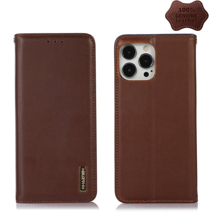 For iPhone 12 Pro Max KHAZNEH Nappa Top Layer Cowhide Leather Phone Case(Brown) - iPhone 12 Pro Max Cases by buy2fix | Online Shopping UK | buy2fix