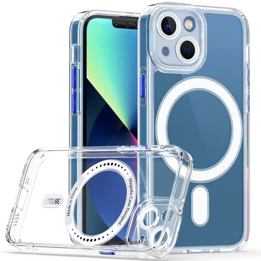 For iPhone 13 mini Cat-eye TPU + Acrylic Magsafe Phone Case (Blue) by buy2fix