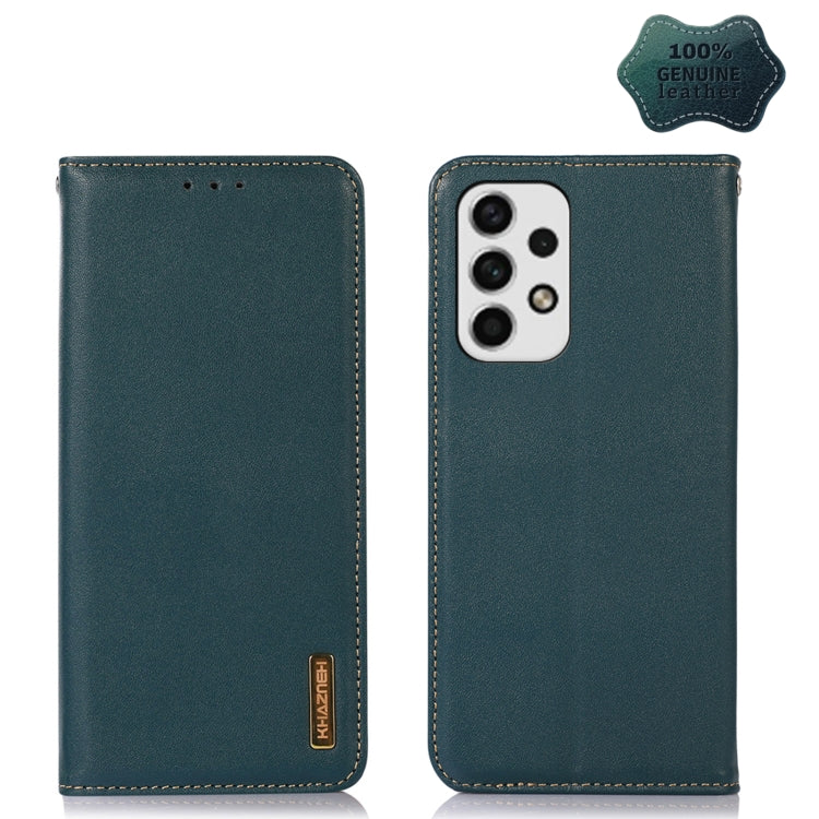 For Samsung Galaxy A73 5G KHAZNEH Nappa Top Layer Cowhide Leather Phone Case(Green) - Galaxy Phone Cases by buy2fix | Online Shopping UK | buy2fix