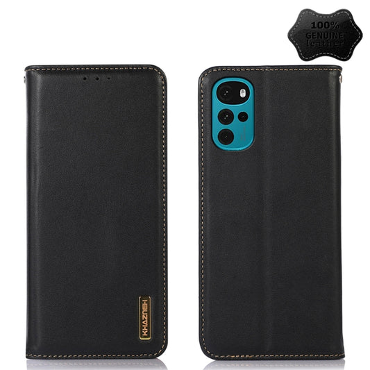 For Motorola Moto G22 KHAZNEH Nappa Top Layer Cowhide Leather Phone Case(Black) - Motorola Cases by buy2fix | Online Shopping UK | buy2fix