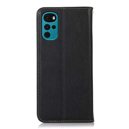 For Motorola Moto G22 KHAZNEH Nappa Top Layer Cowhide Leather Phone Case(Black) - Motorola Cases by buy2fix | Online Shopping UK | buy2fix