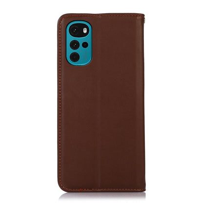 For Motorola Moto G22 KHAZNEH Nappa Top Layer Cowhide Leather Phone Case(Brown) - Motorola Cases by buy2fix | Online Shopping UK | buy2fix
