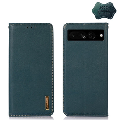 For Google Pixel 7 Pro 5G KHAZNEH Nappa Top Layer Cowhide Leather Phone Case(Green) - Google Cases by buy2fix | Online Shopping UK | buy2fix