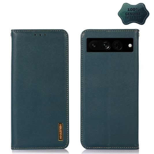 For Google Pixel 7 Pro 5G KHAZNEH Nappa Top Layer Cowhide Leather Phone Case(Green) - Google Cases by buy2fix | Online Shopping UK | buy2fix