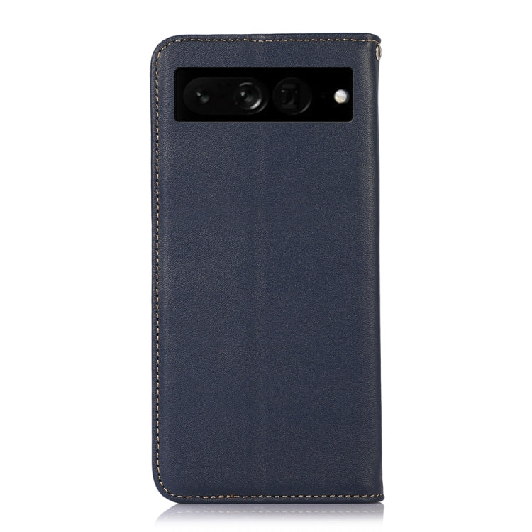 For Google Pixel 7 Pro 5G KHAZNEH Nappa Top Layer Cowhide Leather Phone Case(Blue) - Google Cases by buy2fix | Online Shopping UK | buy2fix