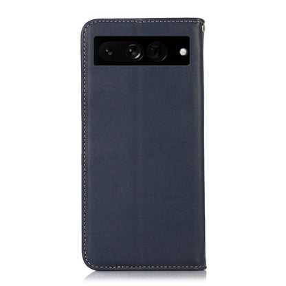 For Google Pixel 7 Pro 5G KHAZNEH Nappa Top Layer Cowhide Leather Phone Case(Blue) - Google Cases by buy2fix | Online Shopping UK | buy2fix