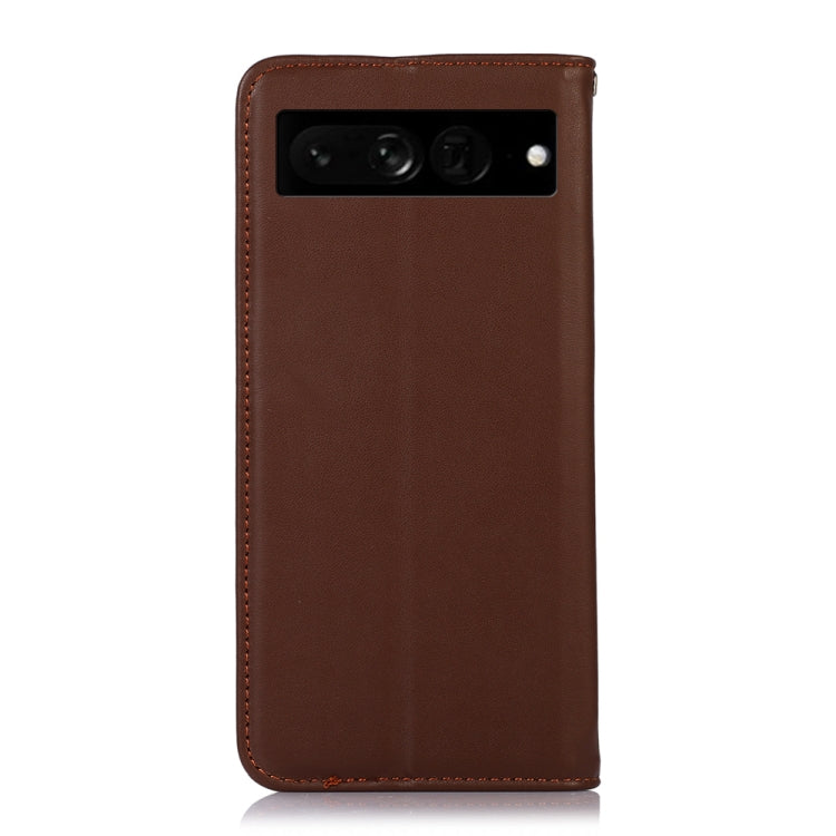 For Google Pixel 7 Pro 5G KHAZNEH Nappa Top Layer Cowhide Leather Phone Case(Brown) - Google Cases by buy2fix | Online Shopping UK | buy2fix