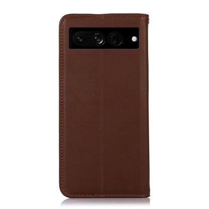 For Google Pixel 7 Pro 5G KHAZNEH Nappa Top Layer Cowhide Leather Phone Case(Brown) - Google Cases by buy2fix | Online Shopping UK | buy2fix