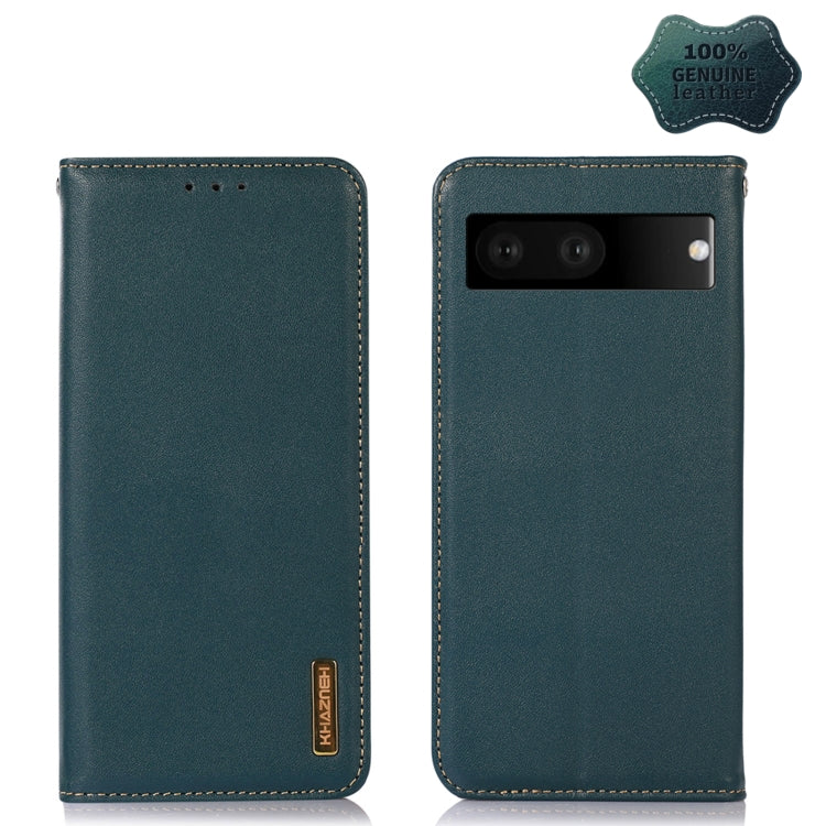 For Google Pixel 7 5G KHAZNEH Nappa Top Layer Cowhide Leather Phone Case(Green) - Google Cases by buy2fix | Online Shopping UK | buy2fix