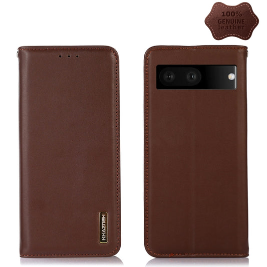 For Google Pixel 7 5G KHAZNEH Nappa Top Layer Cowhide Leather Phone Case(Brown) - Google Cases by buy2fix | Online Shopping UK | buy2fix