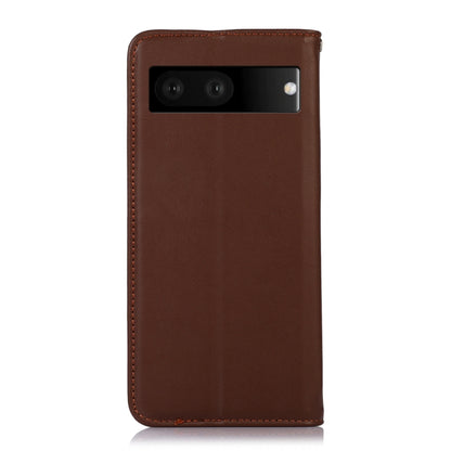 For Google Pixel 7 5G KHAZNEH Nappa Top Layer Cowhide Leather Phone Case(Brown) - Google Cases by buy2fix | Online Shopping UK | buy2fix